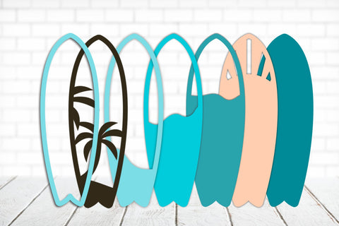 3d layered surfboard with ocean laser cut, Bookmarks papercut SVG AnastasiyaArtDesign 