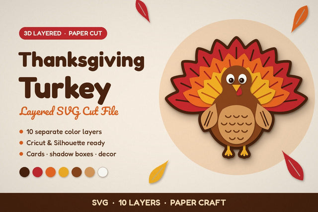 3D Layered Turkey SVG 3D Paper ampersand 