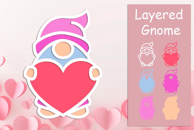 3d Layered Valentine gnome, Laser cut Love gnome svg, 3D Paper AnastasiyaArtDesign 