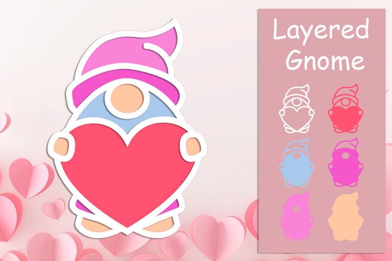 3d Layered Valentine gnome, Laser cut Love gnome svg, 3D Paper AnastasiyaArtDesign 