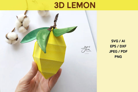 3D lemon SVG 3D fruit papercut template SVG Summer svg SVG Paperjamlab 
