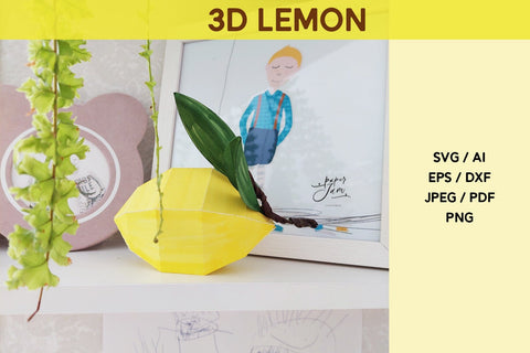 3D lemon SVG 3D fruit papercut template SVG Summer svg SVG Paperjamlab 