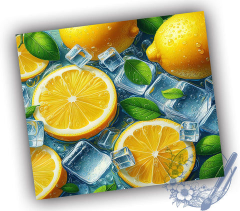 3D Lemonade Tumbler, Ice Cubes Tumbler Wrap, 20oz Tumbler Design, Sublimation PNG, Summer Drinkware, Digital Download, Refreshing Beverage Decor Sublimation ToriDesigns 