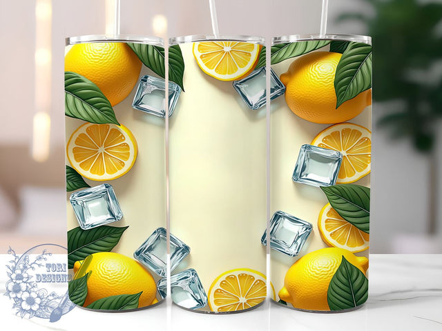 3D Lemonade Tumbler, Ice Cubes Tumbler Wrap, 20oz Tumbler Design, Sublimation PNG, Summer Drinkware, Digital Download, Refreshing Beverage Decor Sublimation ToriDesigns 