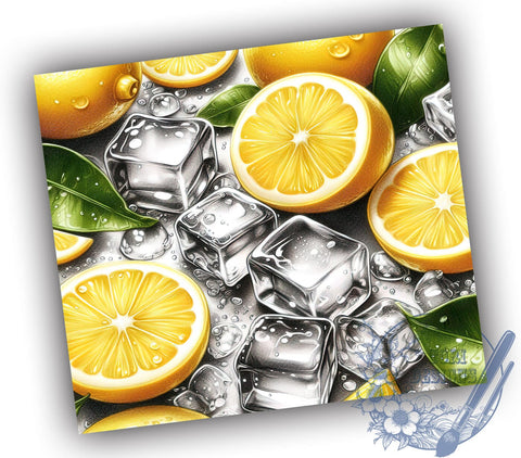 3D Lemonade Tumbler, Ice Cubes Tumbler Wrap, 20oz Tumbler Design, Sublimation PNG, Summer Drinkware, Digital Download, Refreshing Beverage Decor Sublimation ToriDesigns 
