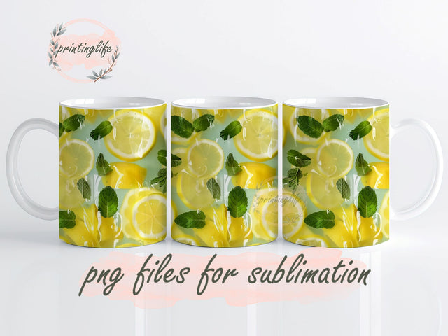 3D Lemonade Wrap Design, Instant Digital Design Download Mug Wrap Design, Mug Design PNG Sublimation PrintingLife 