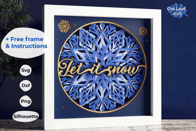 3D Let it snow Shadow Box svg - Snowflake svg, Christmas svg, Shadow box svg Christmas, Cricut projects, Cardstock svg, Layered svg 3D Paper CutLeafSvg 