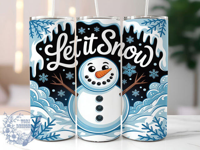 3D Let It Snow Winter Tumbler, Inflated Snow Wrap, Seamless Winter Sublimation, 20oz Snowy Tumbler, Festive Holiday Snow Art, Whimsical Snowflake Mug, Cute Christmas Cup Sublimation ToriDesigns 