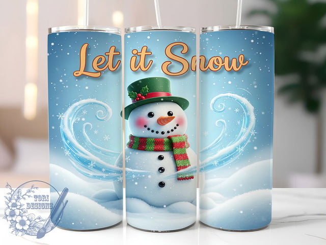 3D Let It Snow Winter Tumbler, Inflated Snow Wrap, Seamless Winter Sublimation, 20oz Snowy Tumbler, Festive Holiday Snow Art, Whimsical Snowflake Mug, Cute Christmas Cup Sublimation ToriDesigns 