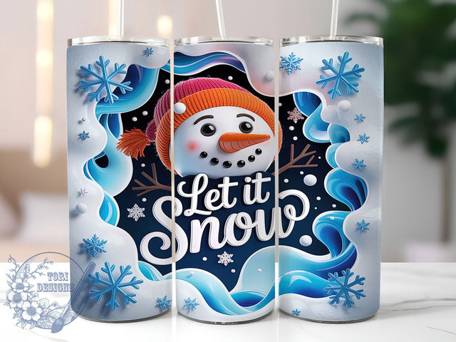 3D Let It Snow Winter Tumbler, Inflated Snow Wrap, Seamless Winter Sublimation, 20oz Snowy Tumbler, Festive Holiday Snow Art, Whimsical Snowflake Mug, Cute Christmas Cup Sublimation ToriDesigns 