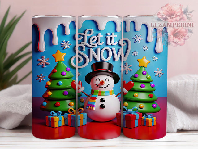 3D Let It Snowman Tumbler, Let It Snowman, Seamless Tumbler Wrap, 20Oz Wrap Design, Christmas Sublimation, Snowman Art, Festive Holiday Design Sublimation Li Zamperini 