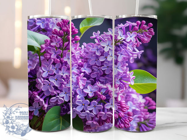 3D Lilac Floral Tumbler, Lilac Flowers Design, 20Oz Sublimation, 3D Flower Tumbler, Purple Floral Printable, Lilac Bloom Wrap, Elegant Floral Pattern Sublimation ToriDesigns 
