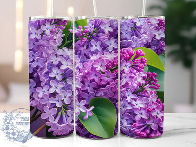 3D Lilac Floral Tumbler, Lilac Flowers Design, 20Oz Sublimation, 3D Flower Tumbler, Purple Floral Printable, Lilac Bloom Wrap, Elegant Floral Pattern Sublimation ToriDesigns 