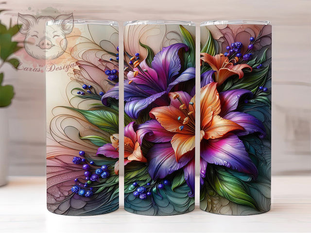 3D Lily Flower Vibrant Floral Tumbler Wrap, 20oz Tumbler Sublimation, Realistic Lily Design, Vibrant Botanical Art, Elegant Flower Aesthetic, Nature Bloom Tumbler Sublimation Lara' s Designs 