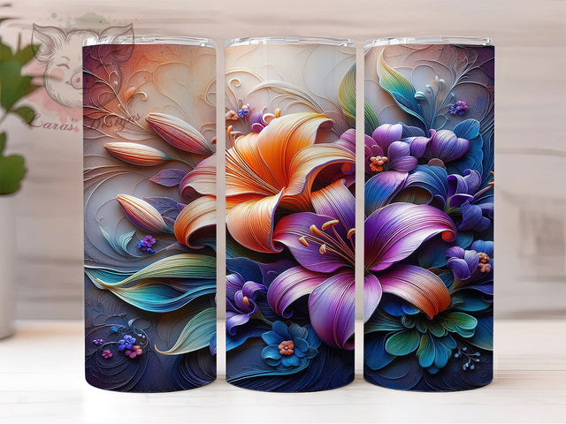 3D Lily Flower Vibrant Floral Tumbler Wrap, 20oz Tumbler Sublimation, Realistic Lily Design, Vibrant Botanical Art, Elegant Flower Aesthetic, Nature Bloom Tumbler Sublimation Lara' s Designs 