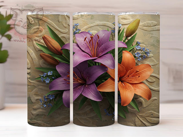 3D Lily Flower Vibrant Floral Tumbler Wrap, 20oz Tumbler Sublimation, Realistic Lily Design, Vibrant Botanical Art, Elegant Flower Aesthetic, Nature Bloom Tumbler Sublimation Lara' s Designs 