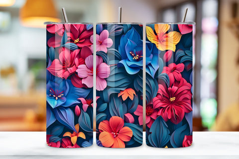 3D Lively Petal Tumbler Wrap | Seamless Tumbler Wrap Sublimation FloridPrintables 