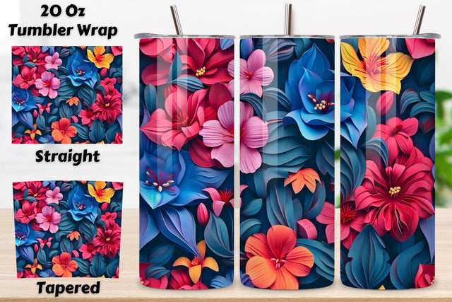 3D Lively Petal Tumbler Wrap | Seamless Tumbler Wrap Sublimation FloridPrintables 