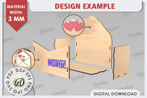 3D Love Letter Gift Box Laser Cut. Valentine Day Gift SVG SVG Evgenyia Guschina 