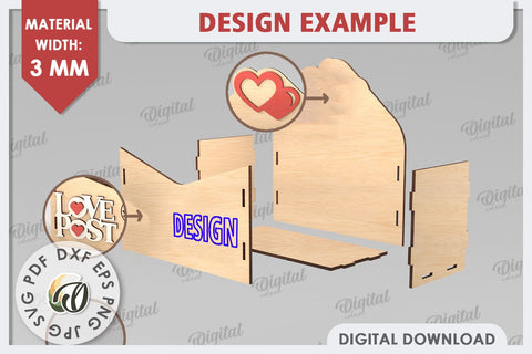 3D Love Letter Gift Box Laser Cut. Valentine Day Gift SVG SVG Evgenyia Guschina 