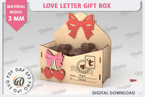 3D Love Letter Gift Box Laser Cut. Valentine Day Gift SVG SVG Evgenyia Guschina 