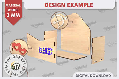 3D Love Letter Gift Box Laser Cut. Valentine Day Gift SVG SVG Evgenyia Guschina 