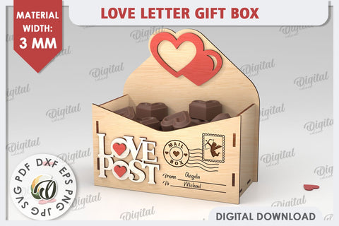 3D Love Letter Gift Box Laser Cut. Valentine Day Gift SVG SVG Evgenyia Guschina 