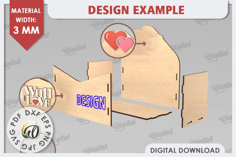 3D Love Letter Gift Box Laser Cut. Valentine Day Gift SVG SVG Evgenyia Guschina 