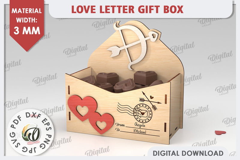 3D Love Letter Gift Box Laser Cut. Valentine Day Gift SVG SVG Evgenyia Guschina 