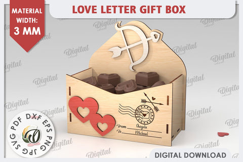 3D Love Letter Gift Box Laser Cut. Valentine Day Gift SVG SVG Evgenyia Guschina 