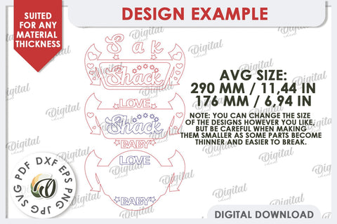 3D Love Shack Door Sign Laser Cut. 3D Valentine Decor SVG SVG Evgenyia Guschina 