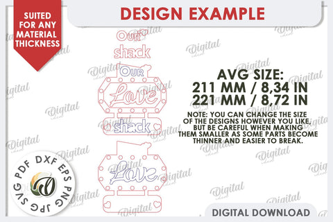 3D Love Shack Door Sign Laser Cut. 3D Valentine Sign SVG SVG Evgenyia Guschina 