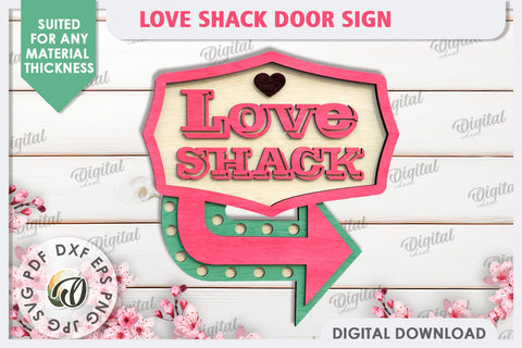 3D Love Shack Door Sign Laser Cut. Valentine Decor SVG SVG Evgenyia Guschina 