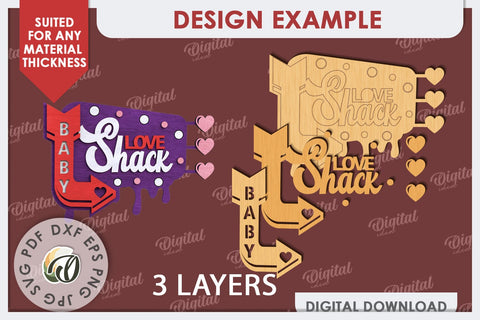 3D Love Shack Door Sign Laser Cut. Valentine Sign SVG SVG Evgenyia Guschina 