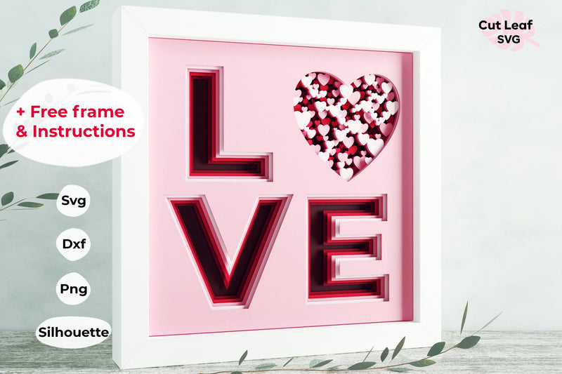 3d Love svg - Shadow box svg, Valentine svg, Heart svg SVG CutLeafSvg 