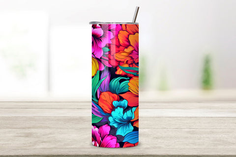 3D Luminous Flower Tumbler wrap, Seamless PNG Wrap, 3D Neon Floral Fantasy Tumbler wrap, Seamless Wrap PNG Sublimation FloridPrintables 