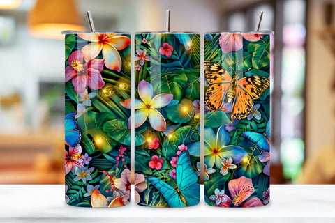 3D Lush Green Leaves Tumbler Wrap | Seamless Wrap Design Sublimation FloridPrintables 