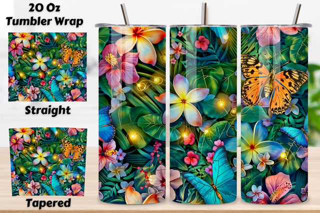 3D Lush Green Leaves Tumbler Wrap | Seamless Wrap Design Sublimation FloridPrintables 