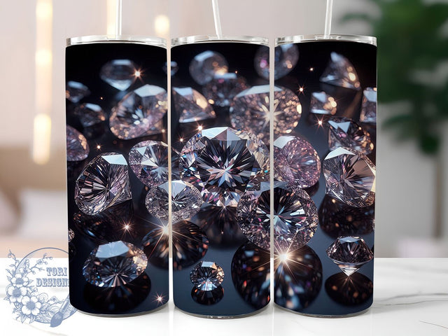 3D Luxury Diamond Bling Tumbler, 3D Glam Tumbler, Diamond Sparkle Art, 20Oz Wrap Design, Glam Sublimation, Luxury Bling Pattern, Shiny Diamond Theme Sublimation ToriDesigns 