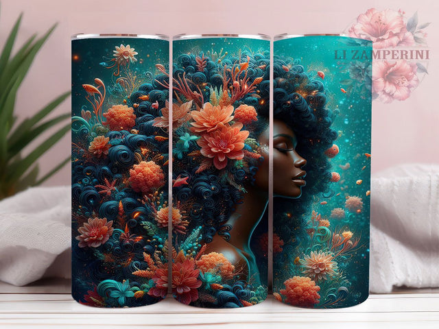 3D Magical Black Mermaid Tumbler, Magical Ocean Wrap, Fantasy Mermaid Cup, Artistic Sublimation Design, Unique Gift Tumbler, Sweet Mermaid Wrap, Adorable 3D Cup Sublimation Li Zamperini 