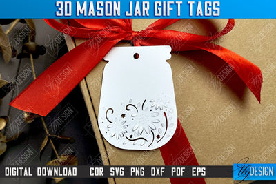 3D Mason Jar Gift Tags | Paper Jar Gift Tags | Holiday Jar Gift Tags | SVG File SVG Fly Design 