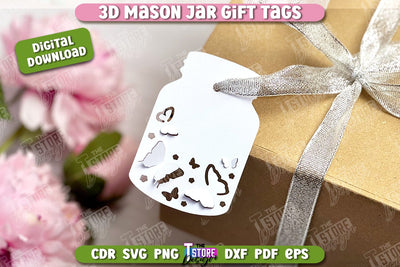 3D Mason Jar Gift Tags | Paper Jar Gift Tags | Holiday Jar Gift Tags | SVG File SVG The T Store Design 