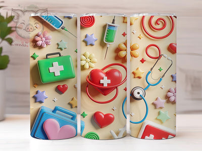 3D Medical Wellness Health Care 20oz Tumbler, Health Care, 3D Design, 20oz Wrap, Sublimation Design, Wellness Theme, PNG File Sublimation Lara' s Designs 