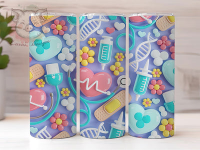 3D Medical Wellness Health Care 20oz Tumbler, Health Care, 3D Design, 20oz Wrap, Sublimation Design, Wellness Theme, PNG File Sublimation Lara' s Designs 