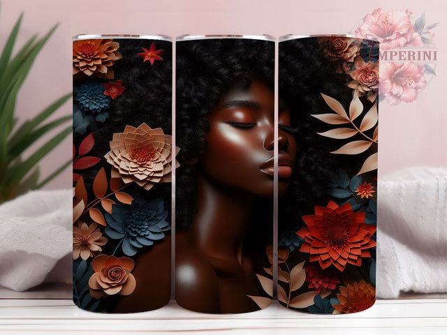3D Melanin Black Queen Tumbler, 3D Black Woman Sublimation Design, Afrocentric Queen Art, 20oz Queen Tumbler, Whimsical Afro Mug, Stylish Queen Cup, Bold Melanin Wrap Sublimation Li Zamperini 