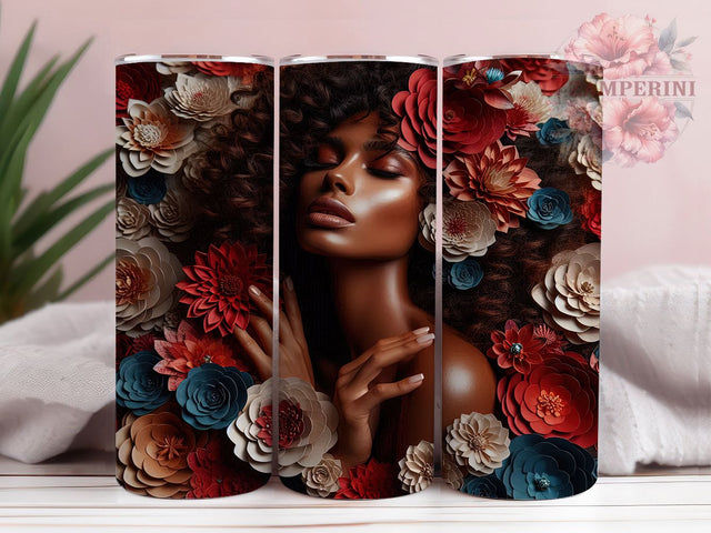 3D Melanin Black Queen Tumbler, 3D Black Woman Sublimation Design, Afrocentric Queen Art, 20oz Queen Tumbler, Whimsical Afro Mug, Stylish Queen Cup, Bold Melanin Wrap Sublimation Li Zamperini 