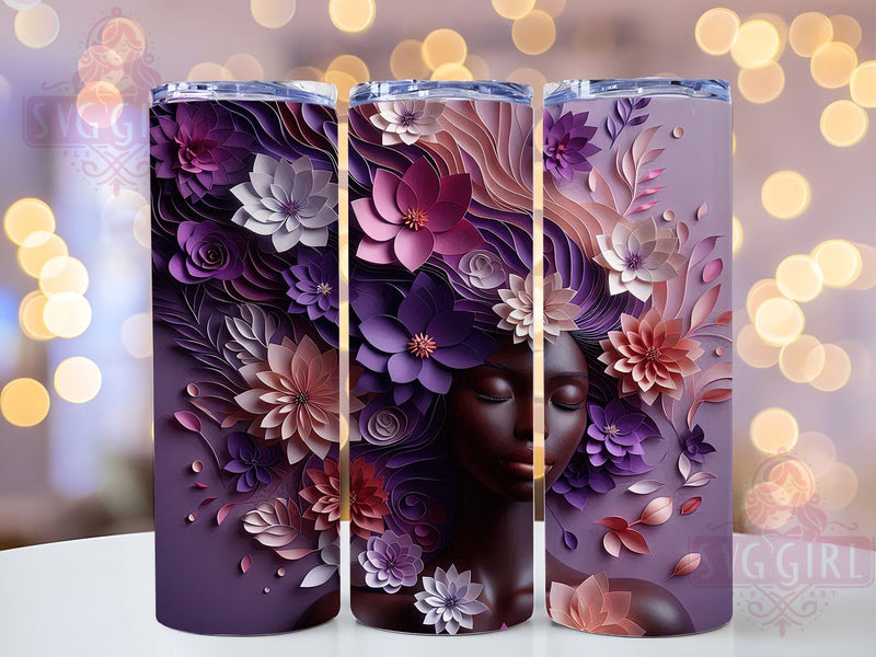 3D Melanin Queen Tumbler, Black Woman, Melanin Queen, Afrocentric Design, Tumbler Wrap, Sublimation Design, 20oz Tumbler Sublimation SvggirlplusArt 