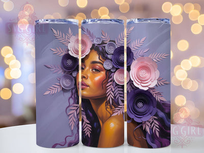 3D Melanin Queen Tumbler, Black Woman, Melanin Queen, Afrocentric Design, Tumbler Wrap, Sublimation Design, 20oz Tumbler Sublimation SvggirlplusArt 