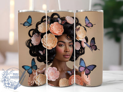 3D Melanin Queen Tumbler, Melanin Queen, 3D Design, Afro Beauty, 20Oz Tumbler, Sublimation Wrap, Digital Download Sublimation ToriDesigns 
