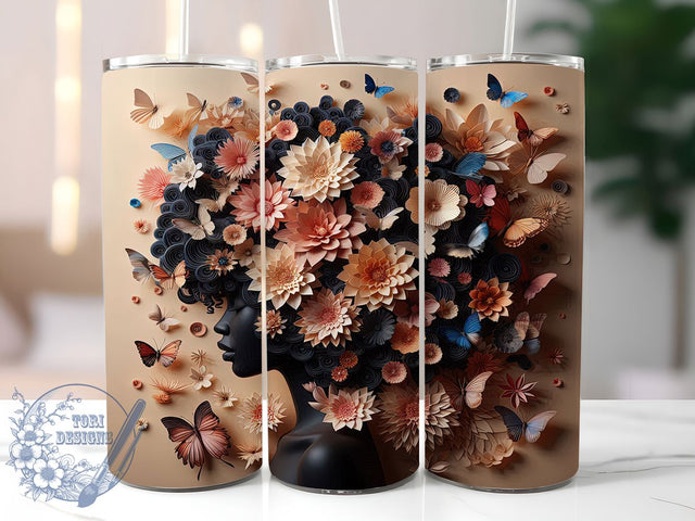3D Melanin Queen Tumbler, Melanin Queen, 3D Design, Afro Beauty, 20Oz Tumbler, Sublimation Wrap, Digital Download Sublimation ToriDesigns 